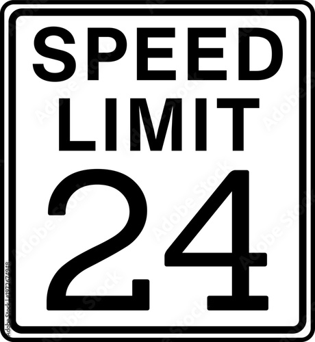 Speed Limit 24 mph Road Sign Vector