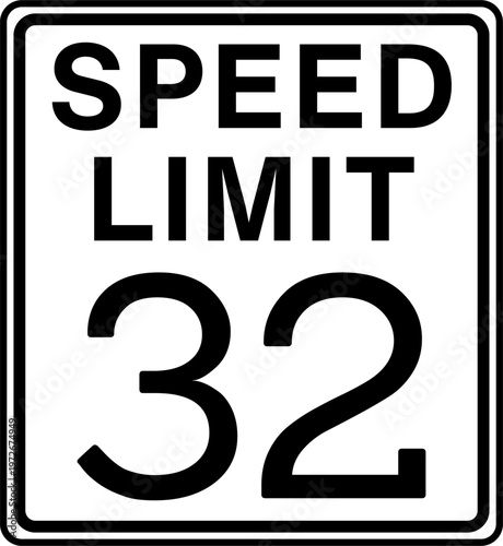 Speed Limit 32 mph Road Sign Vector