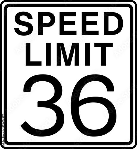Speed Limit 36 mph Road Sign Vector
