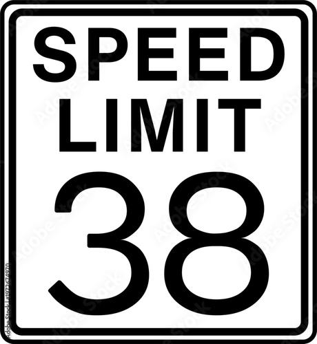 Speed Limit 38 mph Road Sign Vector