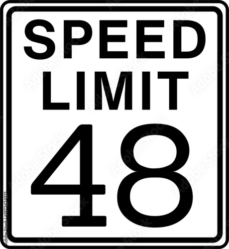 Speed Limit 48 mph Road Sign Vector