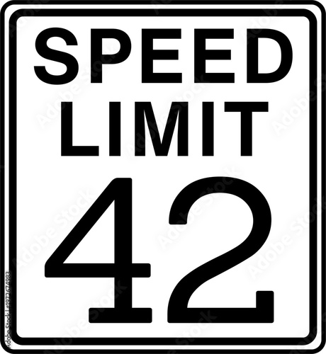 Speed Limit 42 mph Road Sign Vector