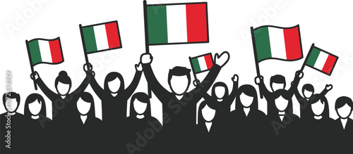 Celebrating republic day in italy a patriotic illustration of people waving italian flags with pride