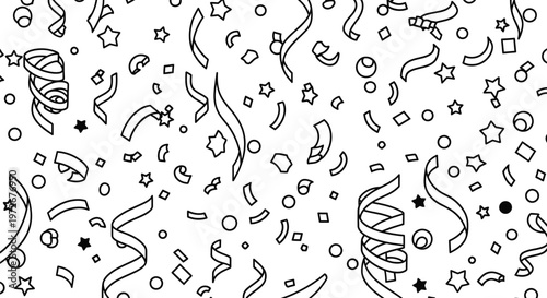 Celebratory confetti and streamers a black and white illustration for italy's republic day festivities