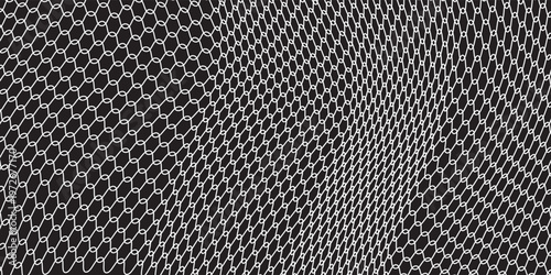 Fishing net seamless pattern. Soccer and football gates mesh. Fishnet texture. Basketball hoop and hockey net pattern. Sportswear texture. Chain link fence. Vector illustration on black background.