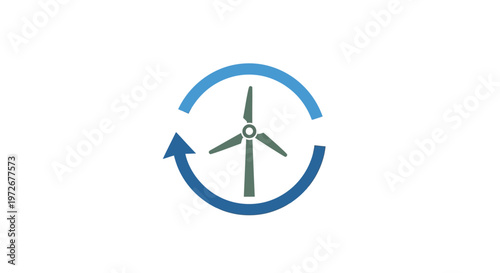 Free Download Green wind turbine icon in a blue circle, symbolizing wind power and renewable energy, isolated white background. - GFXLoad