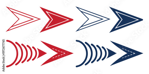 Vibrant red and blue feather quill pens on a white background