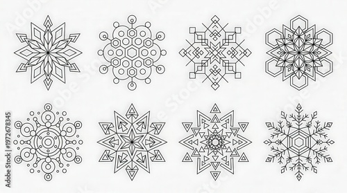 Vector Illustration of Snowflake Design Elements for Winter and Holiday Themes