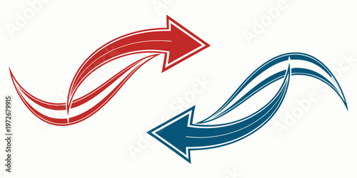 Vibrant red and blue fish with flowing fins in motion