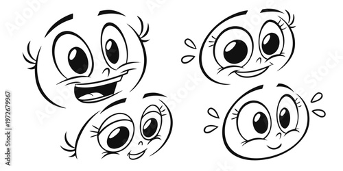 Cute owl character squinting with big eyes and feathers