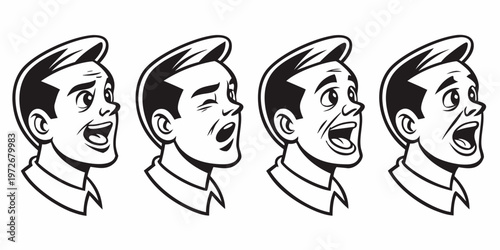 Four portraits of a woman with various hairstyles and expressions