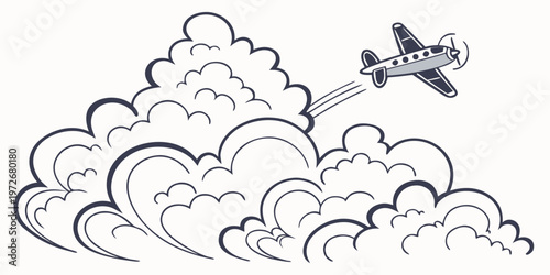 A cat sitting comfortably on a fluffy cloud in an artistic sketch