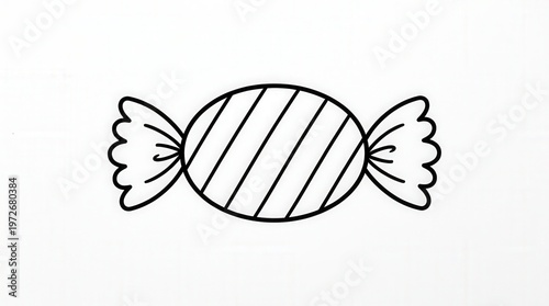 Vector Illustration Of Sweet Candy With Striped Wrapping