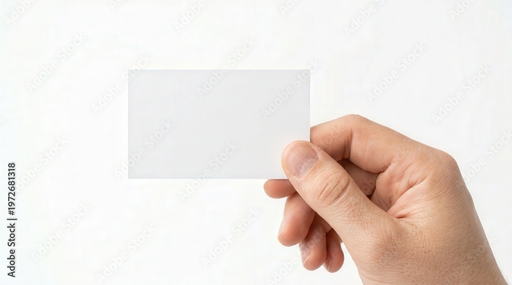 Fototapeta premium Hand Holding Blank Business Card Photo for Professional Identity and Networking