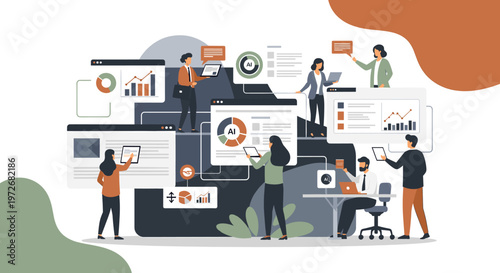 A minimalist and clean composition featuring organic shapes and a laptop, perfect for website backgrounds, technology articles, or marketing materials