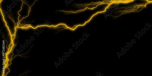 Massive lightning bolt with branches isolated on black background. Mesmerizing streaks of vibrant white lightning crackle across the night sky, illuminating the darkness with raw power and fleeting.