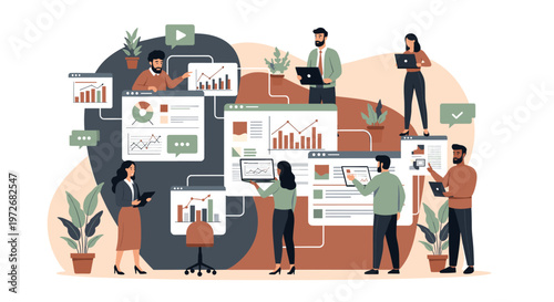 A minimalist illustration of a potted plant adds a touch of tranquility. Ideal for concepts related to nature, wellness, and a calm aesthetic, suitabl