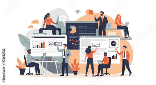 A calm illustration depicting a woman tending to a potted plant.  Ideal for content relating to wellbeing, self-care, or a focus on sustainable living