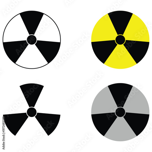 Danger label of Radiation Hazard Sign. Set of icons or symbols for radioactive contamination and nuclear threat alert. Nuclear Hazard, Ionizing Radiation and X-rays Warning.