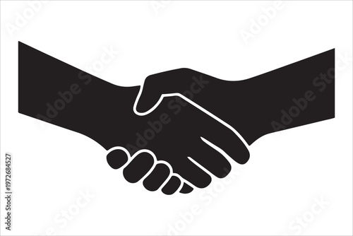 Solid black handshake icon silhouette for business agreement and trust, Handshake icon and logo silhouette, Business agreement handshake silhouette vector business agreement partnership icon design
