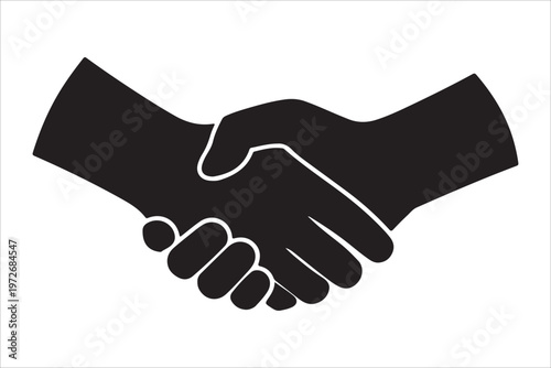 Solid black handshake icon silhouette for business agreement and trust, Handshake icon and logo silhouette, Business agreement handshake silhouette vector business agreement partnership icon design
