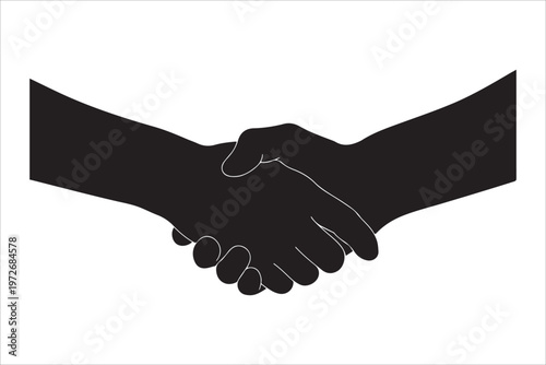 Solid black handshake icon silhouette for business agreement and trust, Handshake icon and logo silhouette, Business agreement handshake silhouette vector business agreement partnership icon design
