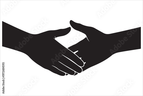 Solid black handshake icon silhouette for business agreement and trust, Handshake icon and logo silhouette, Business agreement handshake silhouette vector business agreement partnership icon design
