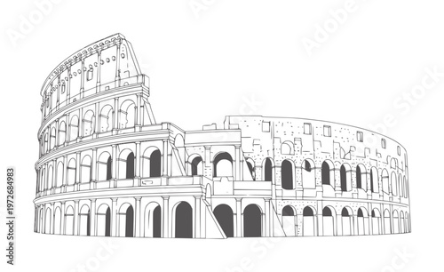 Line of the Colosseum in Rome with arches and windows italy ancient architecture