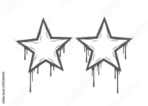 Two grey dripping graffiti stars white