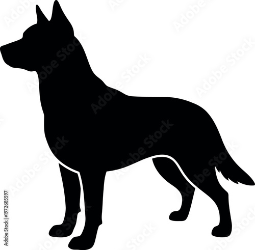 German Shepherd Dog Silhouette Vector Isolated on White Background for Pet and Security Design