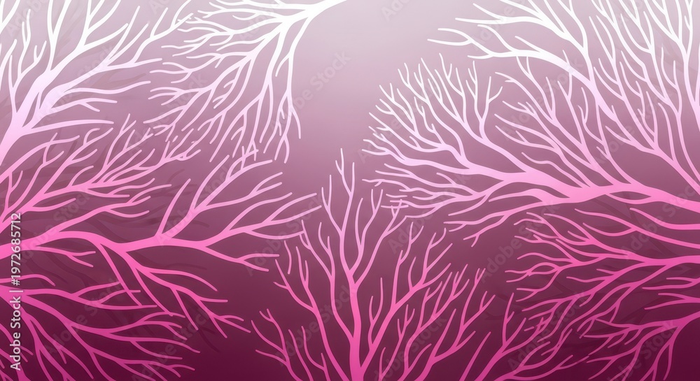 Fototapeta premium Abstract neural network illustration with delicate pink and purple branching lines