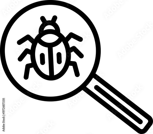 Search Bug Line Icon, Search Bug Icon, Search Error Icon