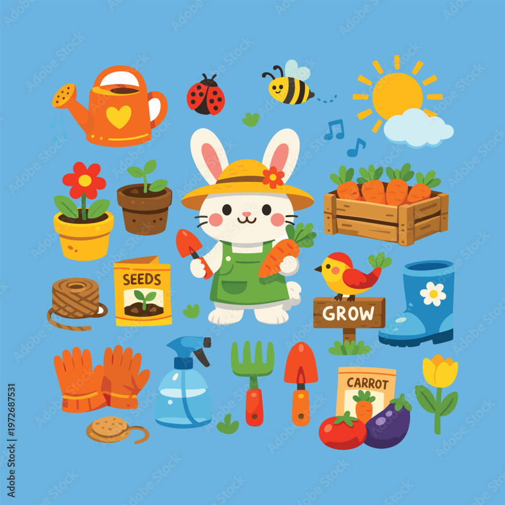 Fototapeta premium Funny cartoon animal set for kids illustration
