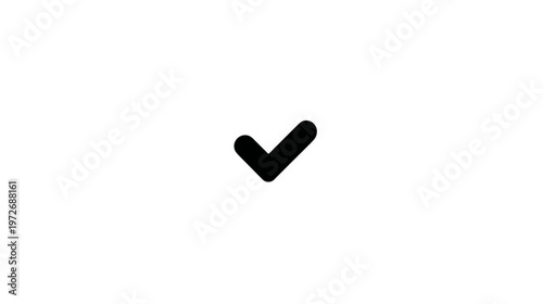Simple black check mark icon on white background, representing approval, correctness, completion, success, and confirmation.
