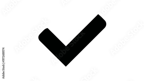 Bold black checkmark or tick mark icon isolated on a pure white background, symbolizing approval, completion, success, and correctness.