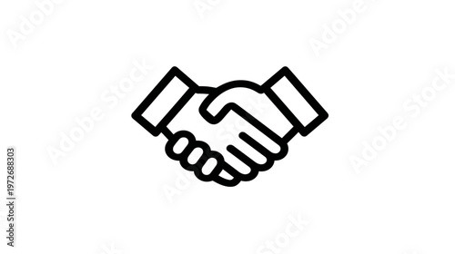 Handshake icon symbolizing agreement, business partnership, cooperation, deal, and trust in a flat outline style