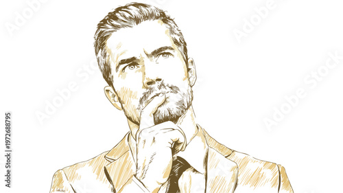 Confident Young Entrepreneur Gesturing and Contemplating Ideas