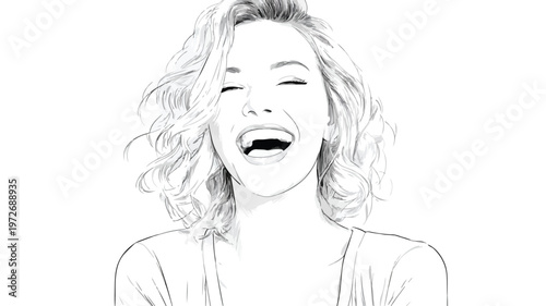 Cheerful Blonde Happy People Vector Laughing with Charismatic Smiles