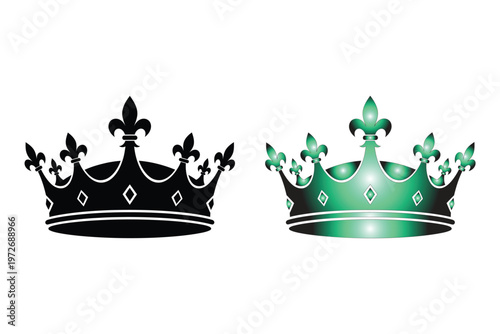 Royal headwear a dual representation of crowns one black and one teal symbolizing power and authority