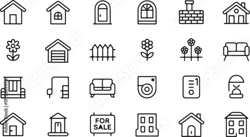 House Home Building Set, House Home Building Set icon, House Home Building Set vector, real estate, property design, residential house, smart home, housing concept