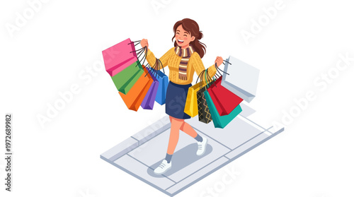Woman Holding Shopping Bags.