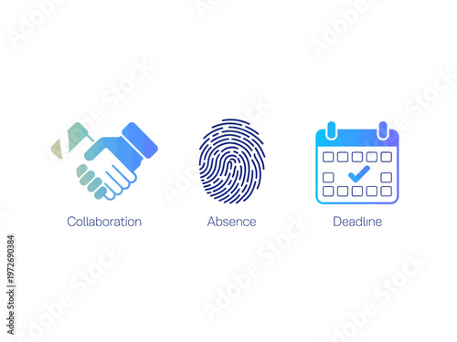 Business Icons Collaboration Absence Deadline For Workflow Concepts