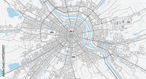 Detailed City Map of a European Urban Center.