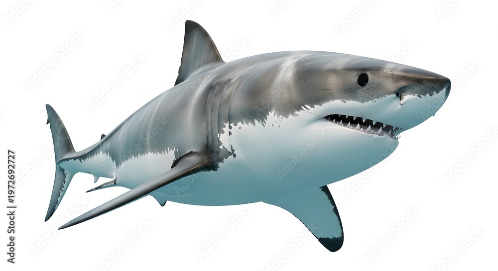 Fototapeta premium Great white shark portrait a powerful predator of the deep ocean