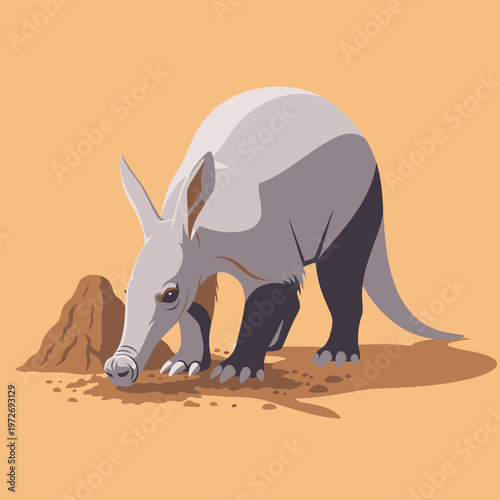 A large gray and white aardvark.