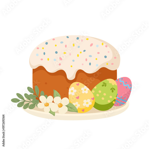 Traditional Easter cake with eggs