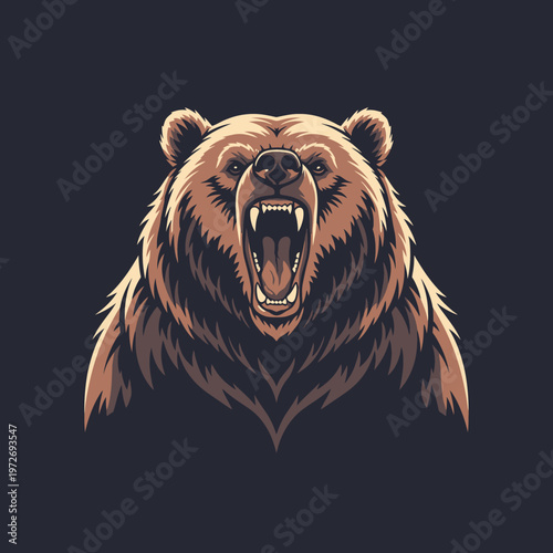 Fierce Brown Bear Roaring Angrily.