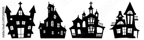 Haunted house bundle svg cut file. Isolated vector illustration.