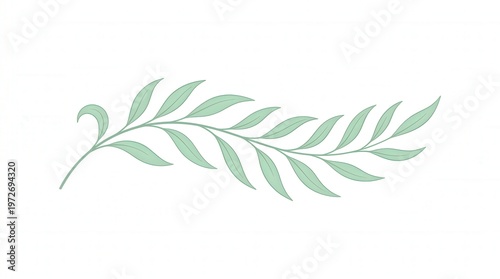 Elegant Green Leaf Branch Illustration for Nature and Botanical Design
