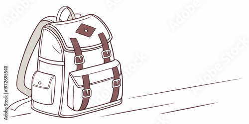 Brown backpack with straps and buckles on for travel or school